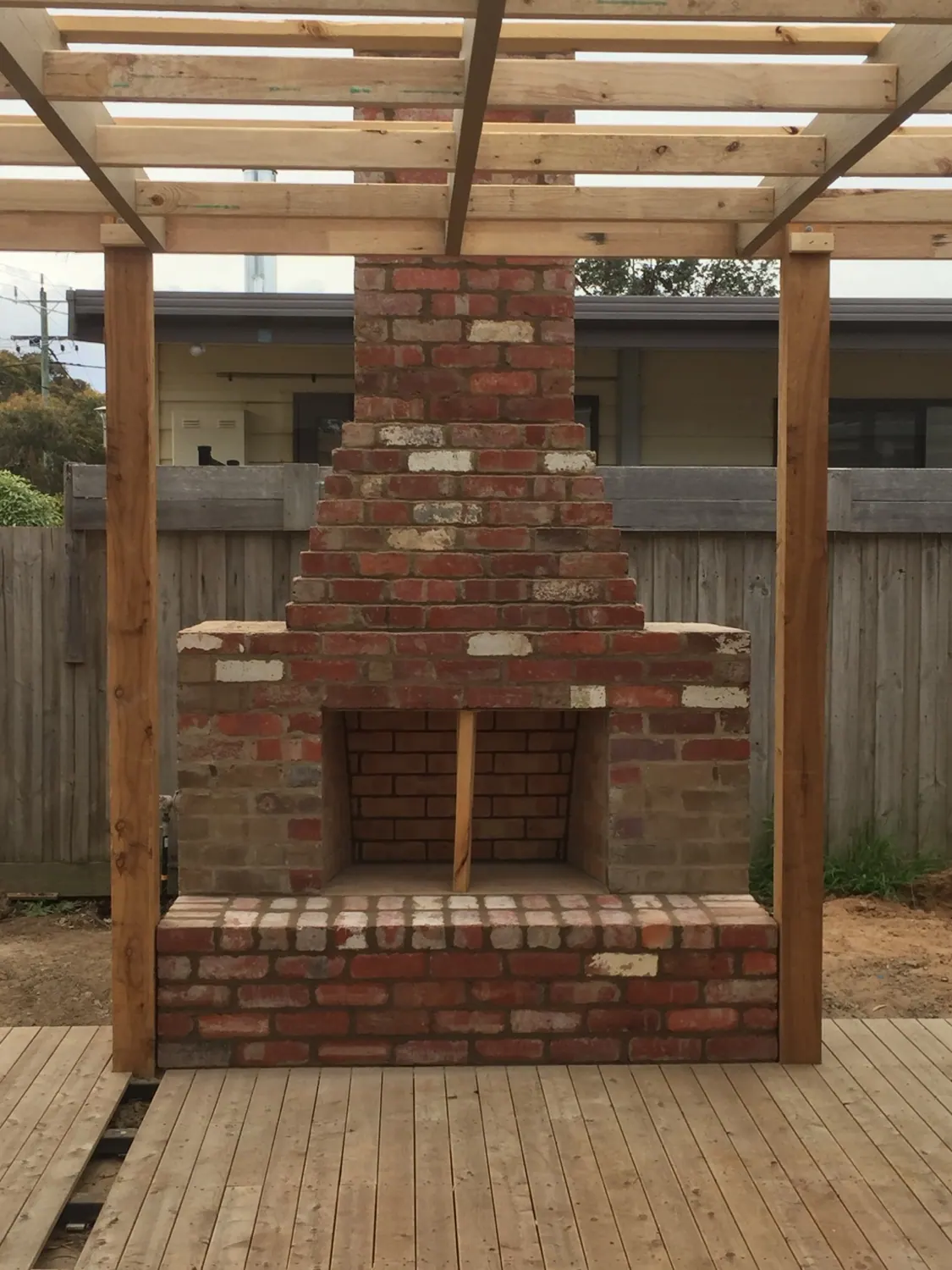 Outdoor brick fireplace