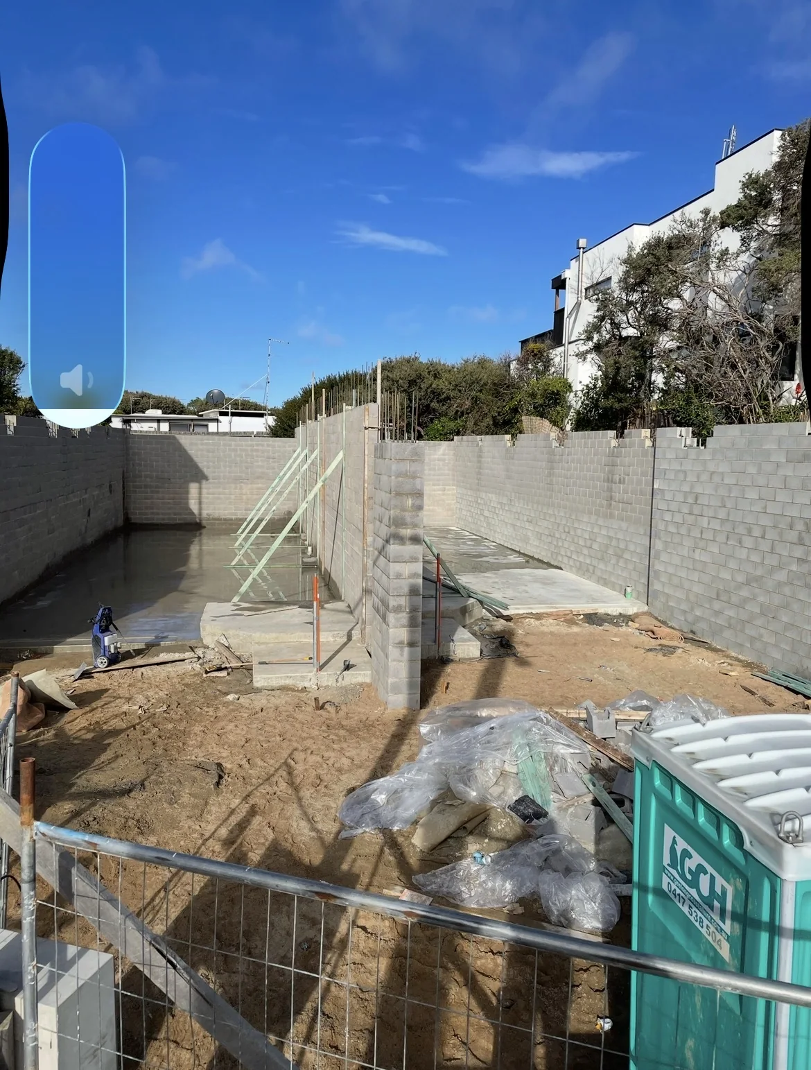 Structural blockwork walls under construction